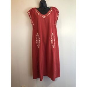 THE GREAT Dress Chestnut Color with White Embroidery Size 1